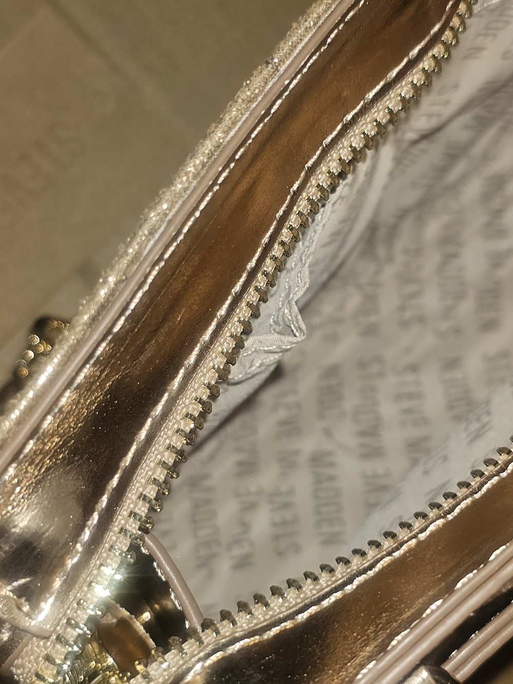 Steve Madden Rose Gold Glitter Crossbody Bag